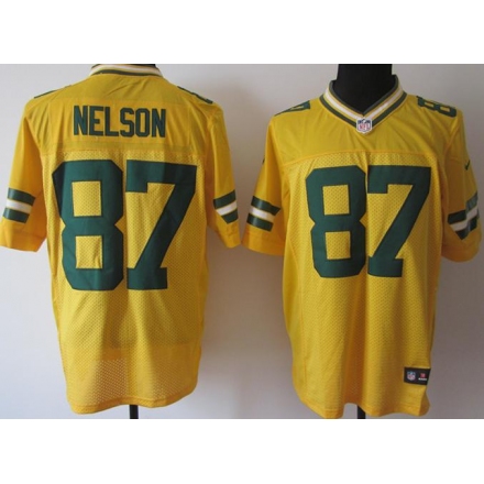 هنتز كاكاو Green Bay Packers #87 Jordy Nelson Yellow Elite Football Jerseys هنتز كاكاو